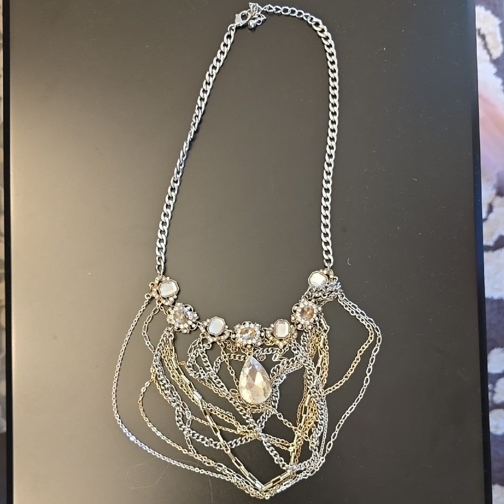 Elegant Silver and Gold Statement Necklace